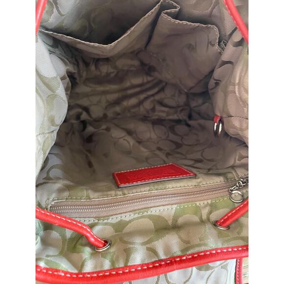 Rare Vtg Coach legacy leather drawstring backpack red 9368 - Picture 9 of 10